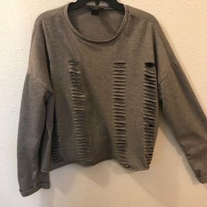 Gray Ripped Sweatshirt